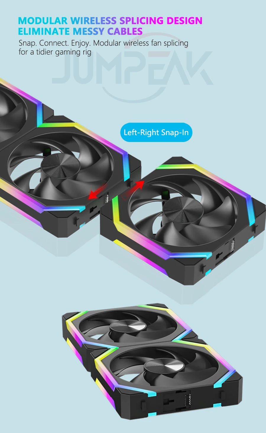 Jumpeak cs120 argb 360mm modułowy zestaw cichych wentylatorów pwm do chłodzenia komputera