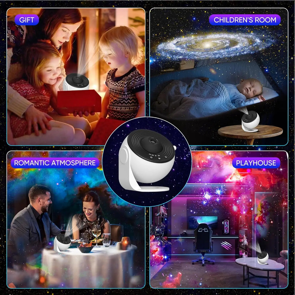 HD Galaxy Star Projector Night Light for Kids & Adults - 13 Films, 360° Rotation