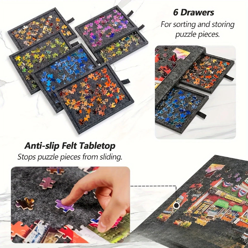 Puzzle Board 1000 Pcs with 6 Drawers | Portable Non-Slip Organizer