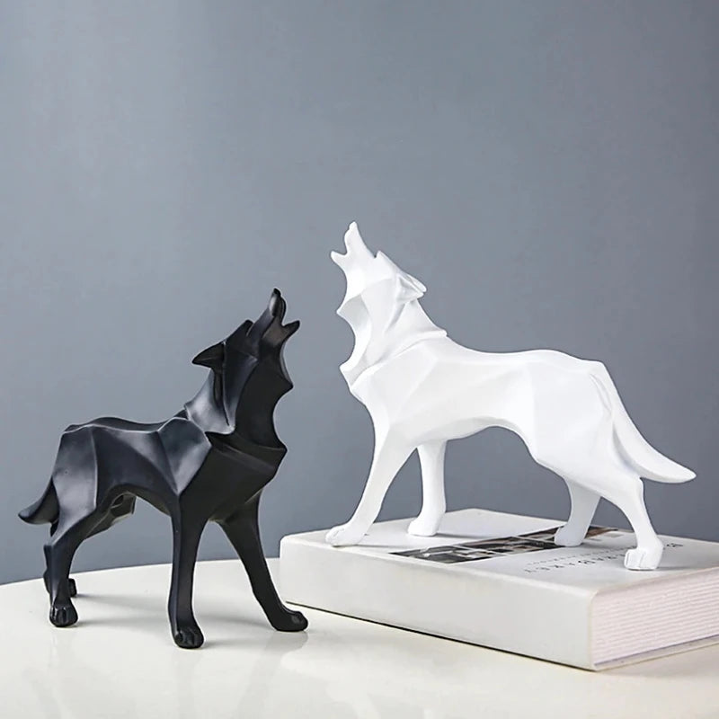 Modern Geometric Wolf Figurine - Abstract Interior Decor Statue