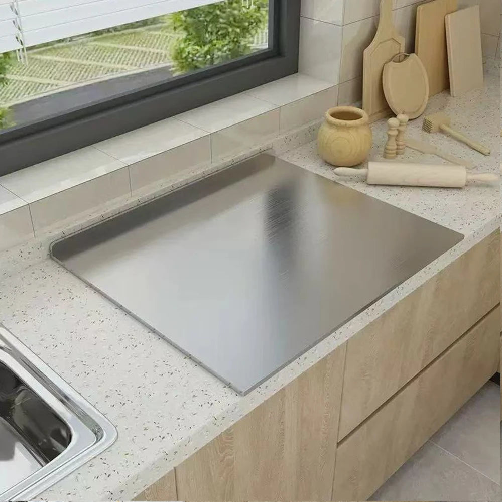 L-Shaped Stainless Steel Chopping Board - Large, Double-Sided Kitchen Tool