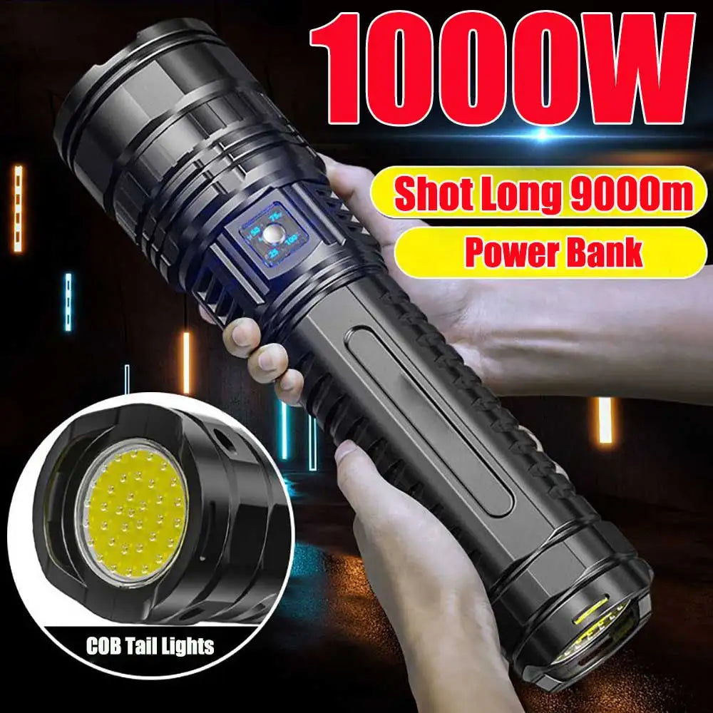 Latarka taktyczna vabena 10000lm 800w - wiązka 4km, powerbank