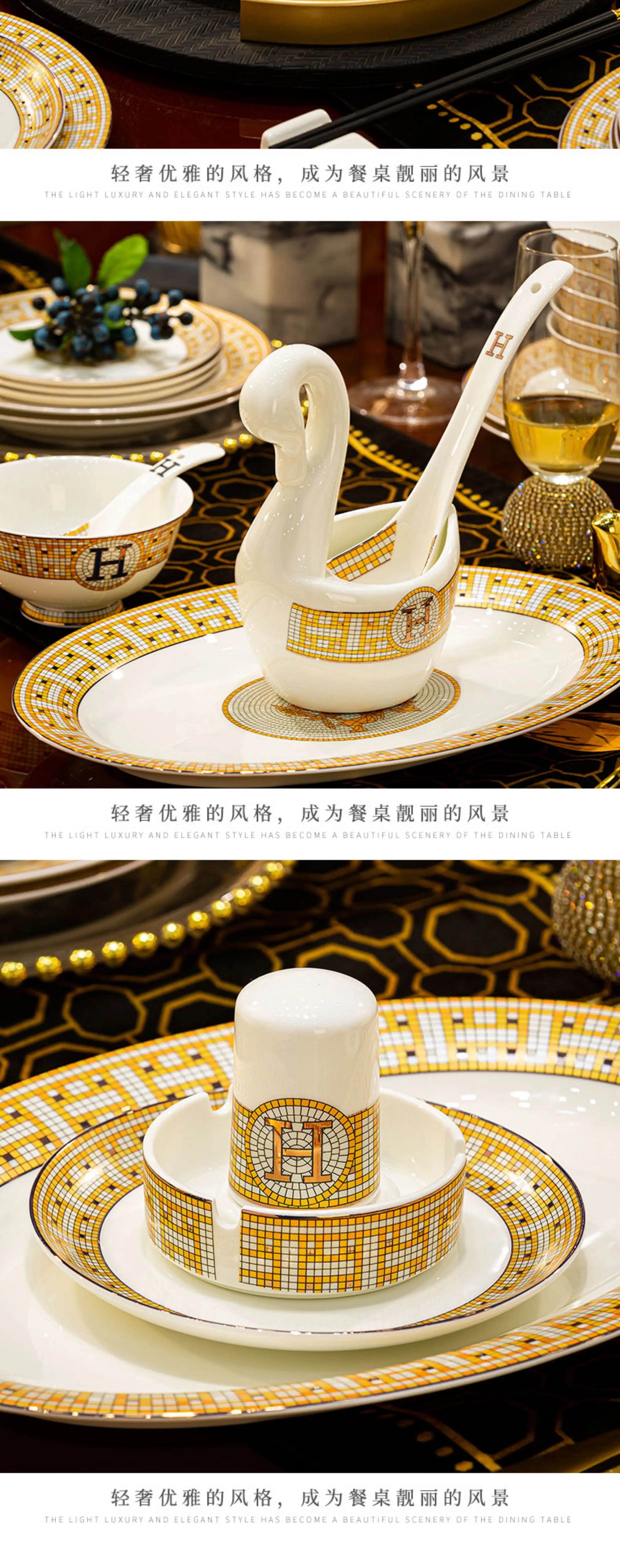 Vabena Luxury Bone China Dinnerware Set - Elegant Dining