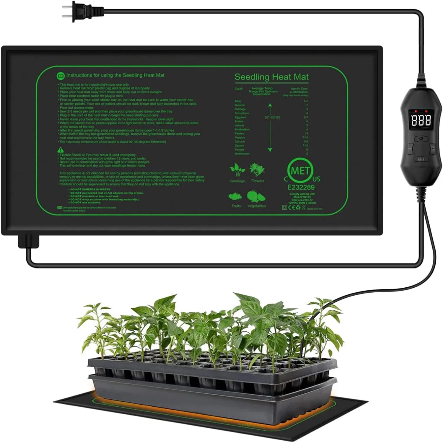 Seedling Heat Mat with Digital Thermostat - Optimal Plant Germination
