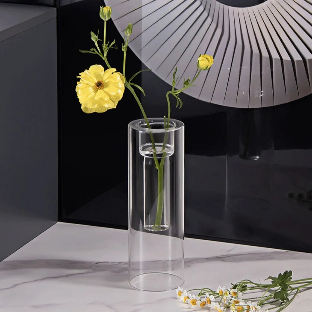 Elegancki szklany wazon hydroponiczny – nowoczesna dekoracja domu
