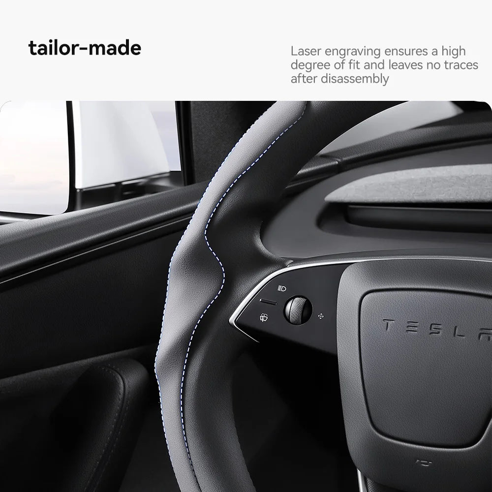 Pokrowiec na kierownicę tesla model 3/y highland juniper z włókna węglowego