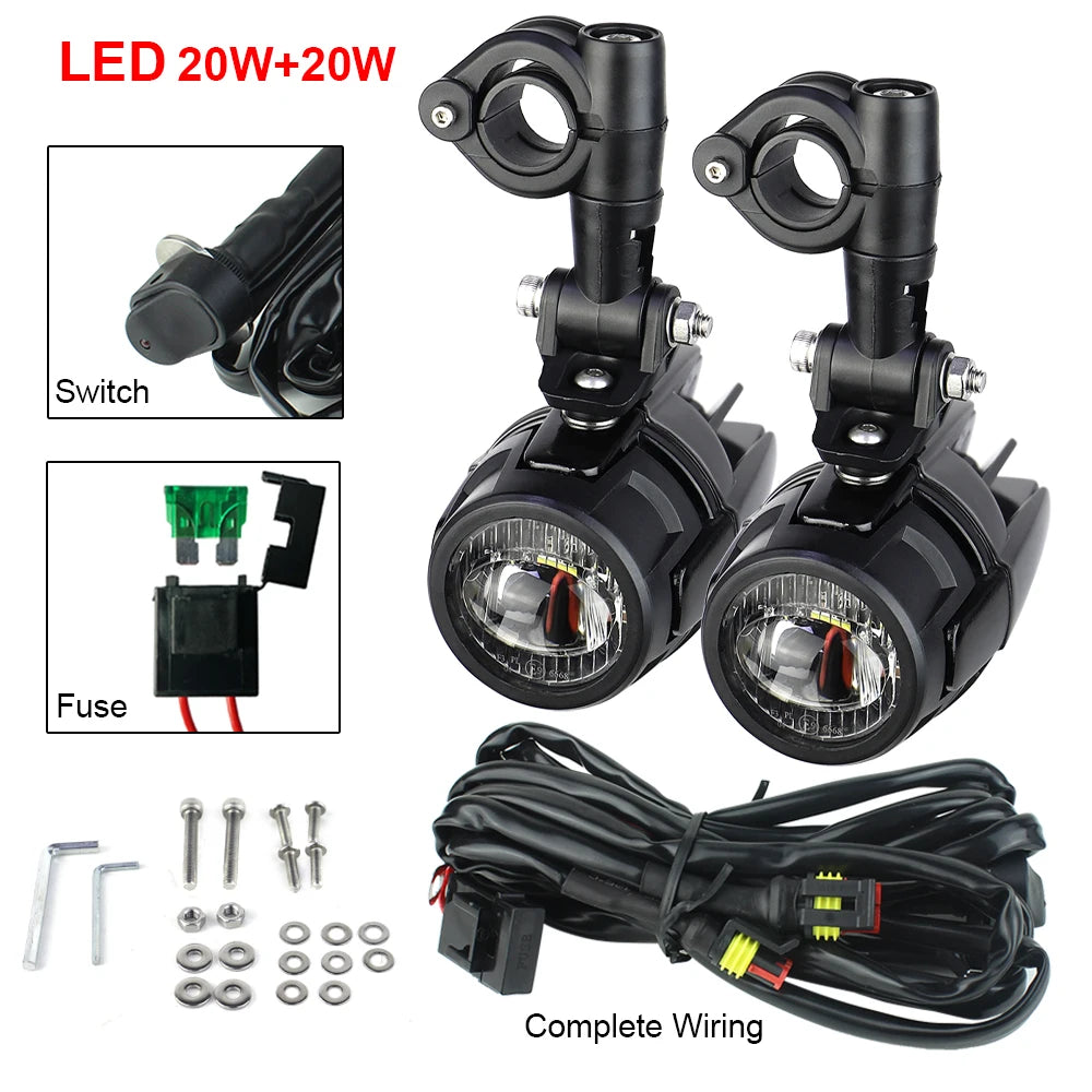 Wysokowydajne pomocnicze lampy przeciwmgielne led do motocykli bmw r1200gs, f800gs, k1600 i uniwersalnych | 40w 6000k