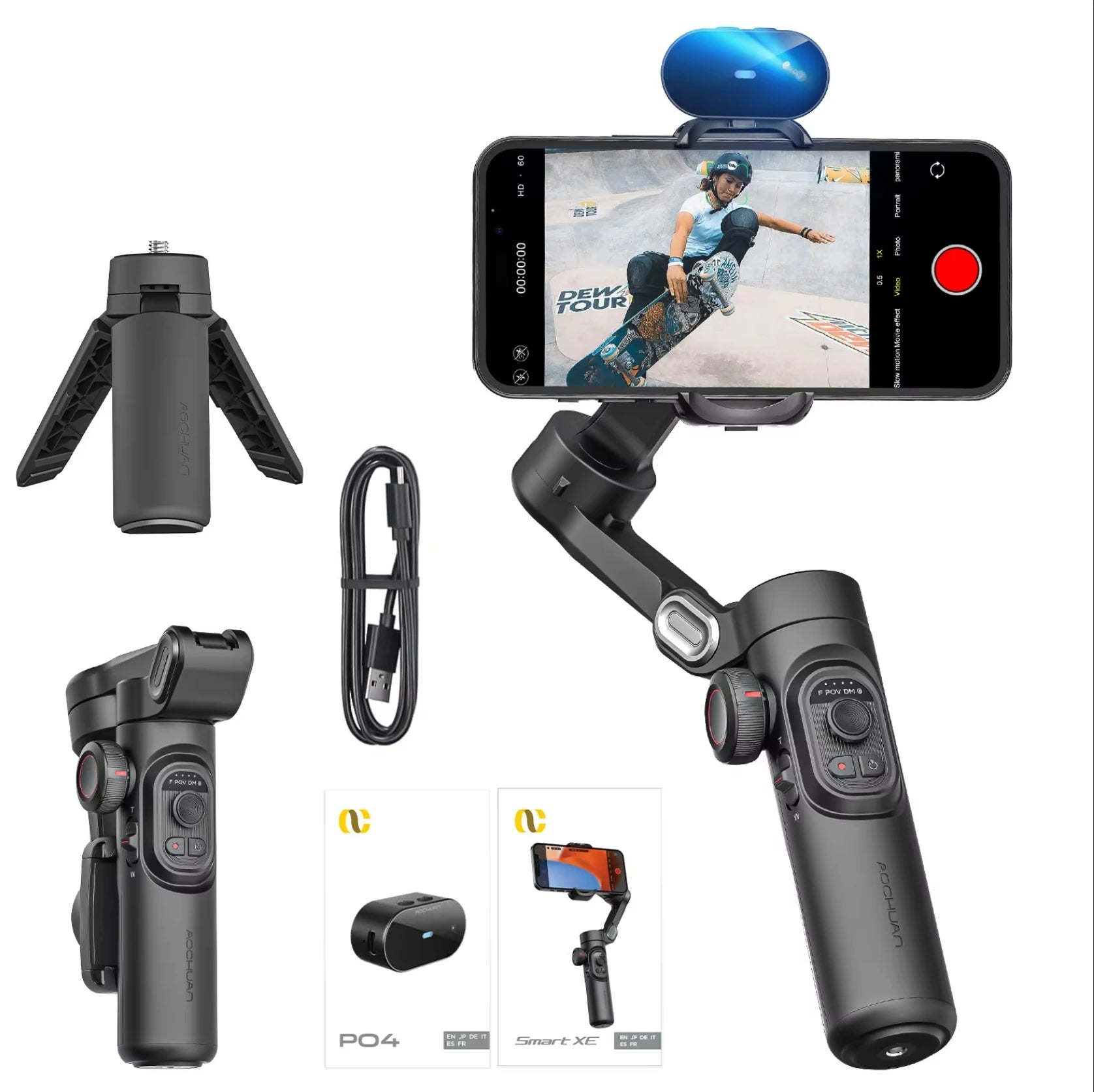 Gimbal aochuan smartxe 3-osiowy | śledzenie ai | płynne vlogi