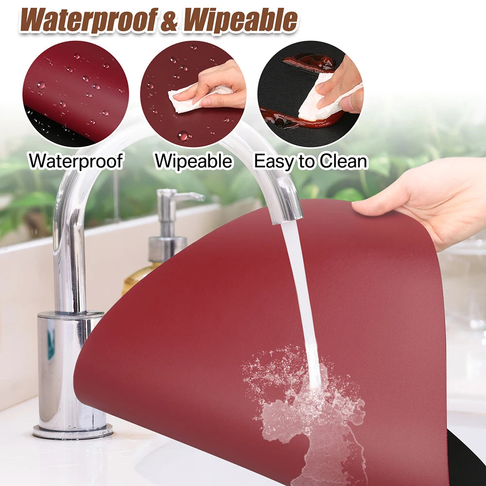 Irregular PU Leather Placemats Set - Oil-Proof & Waterproof Table Mats