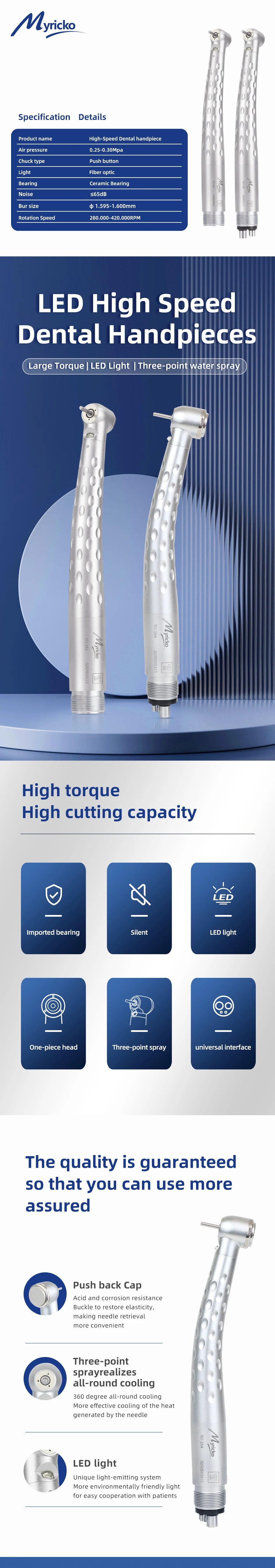 Turbina dentystyczna vabena, szybka, elektryczna, 350000 obr./min
