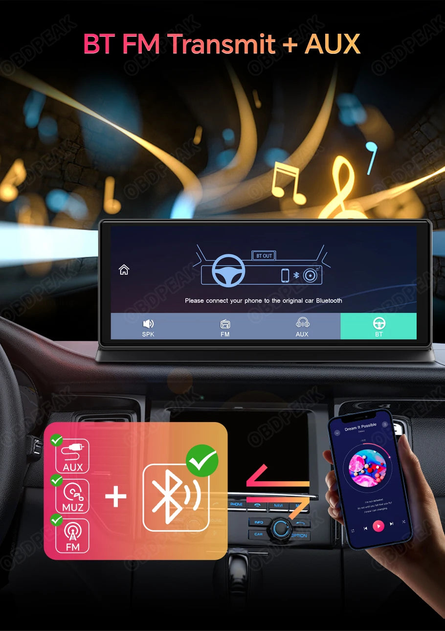 K2 pro 11.3" 4k bezprzewodowy carplay android auto kamera samochodowa z gps i podwójnym obiektywem