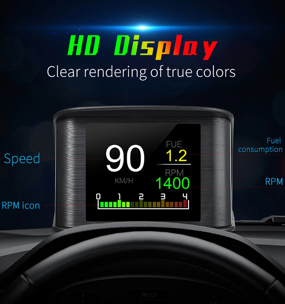 P10 pro wyświetlacz hud obd2 - inteligentny licznik cyfrowy prędkościomierz