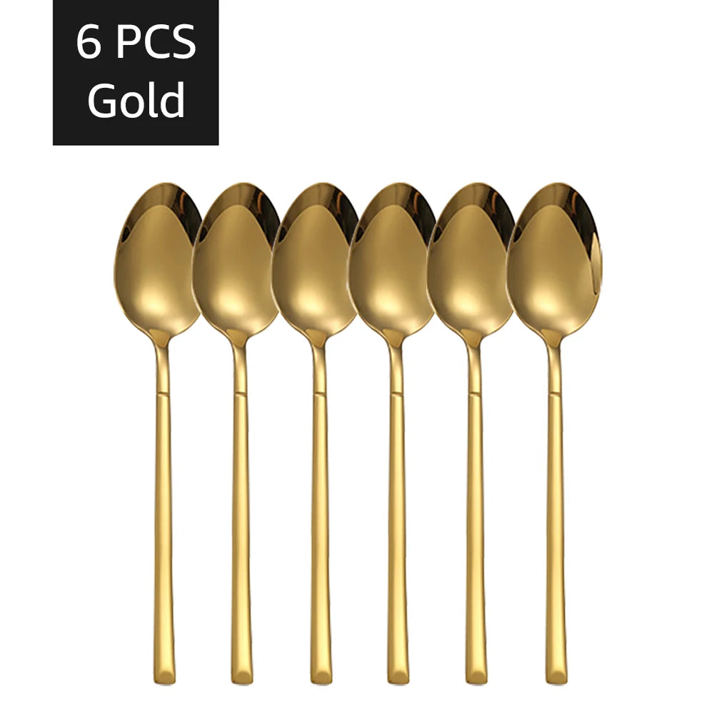 Luxury 30PCS Gold Tableware Set - Stainless Steel Cutlery for Dining