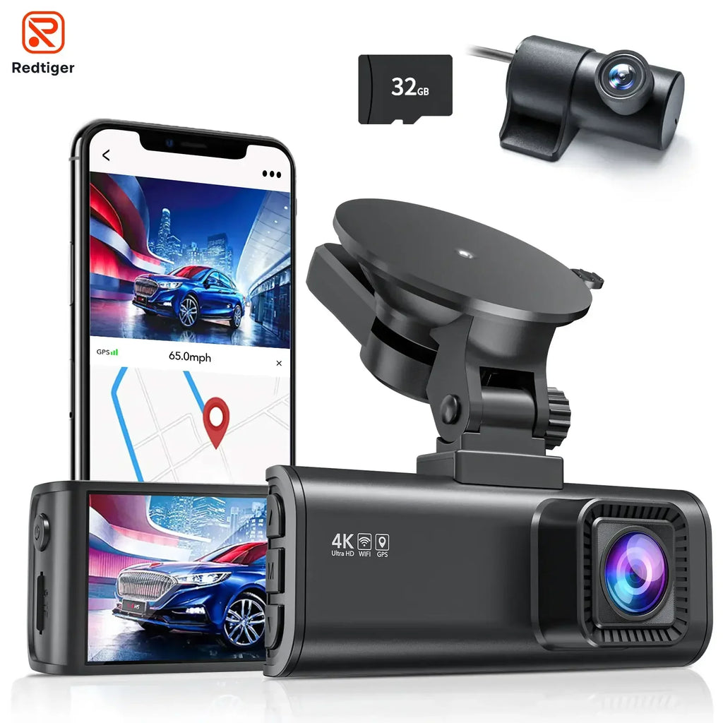 Redtiger f7np 4k podwójna kamera samochodowa z gps i monitorowaniem parkowania 24h