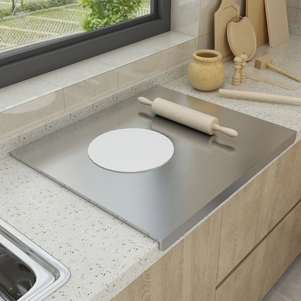 L-Shaped Stainless Steel Chopping Board - Large, Double-Sided Kitchen Tool