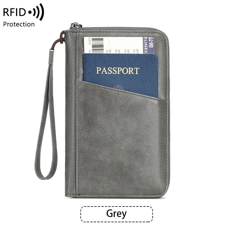 Wielofunkcyjny portfel podróżny z klipsem na paszport i karty – blokada rfid