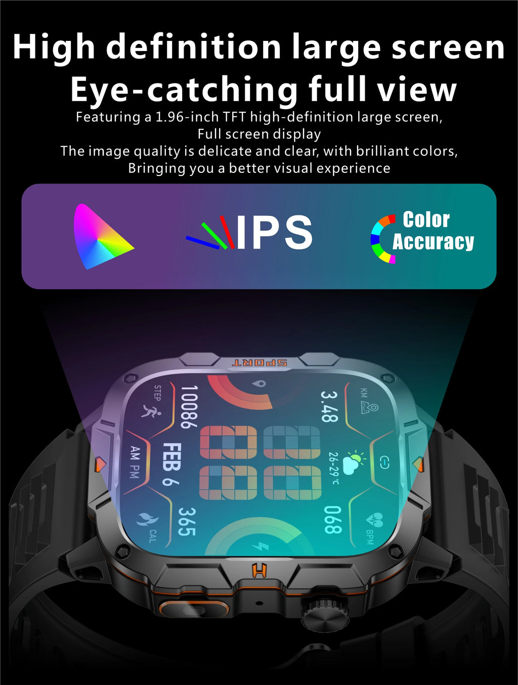 Wojskowy smartwatch dla mężczyzn | wyświetlacz amoled | taktyczny zegarek 5atm