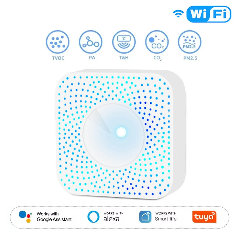 Inteligentny monitor jakości powietrza tuya zigbee 6-w-1 | detektor środowiska domowego