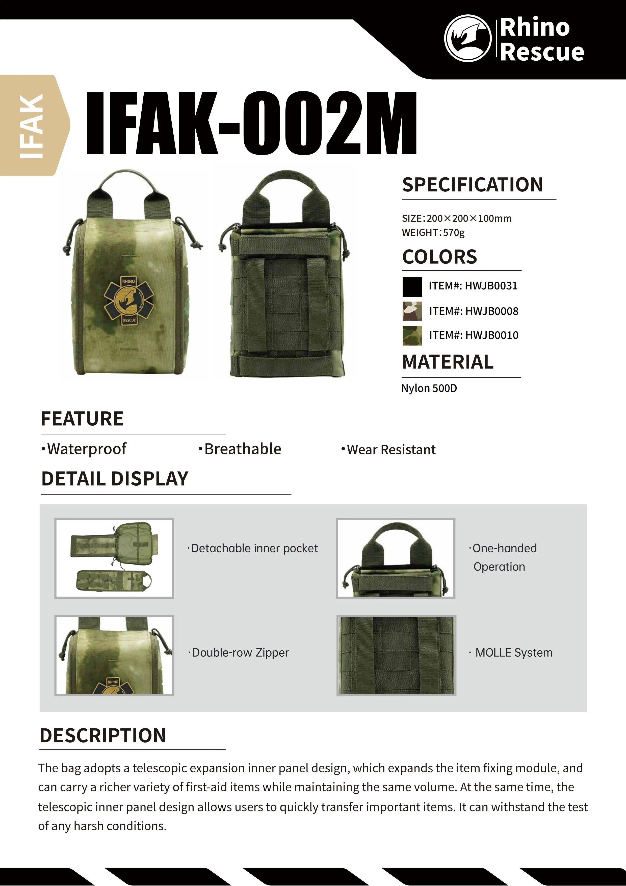 Apteczka rhino rescue 002m molle – niezbędny zestaw pierwszej pomocy outdoor