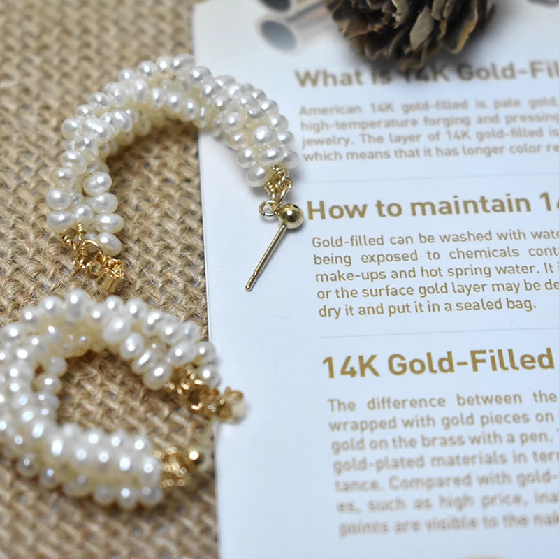 Elegant Freshwater Seed Pearl Earrings - 14K Gold Filled Jewelry