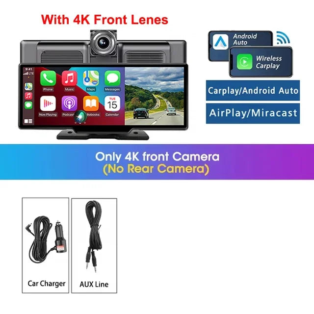Kamera samochodowa srnubi 10.26" 4k z apple carplay, android auto i gps