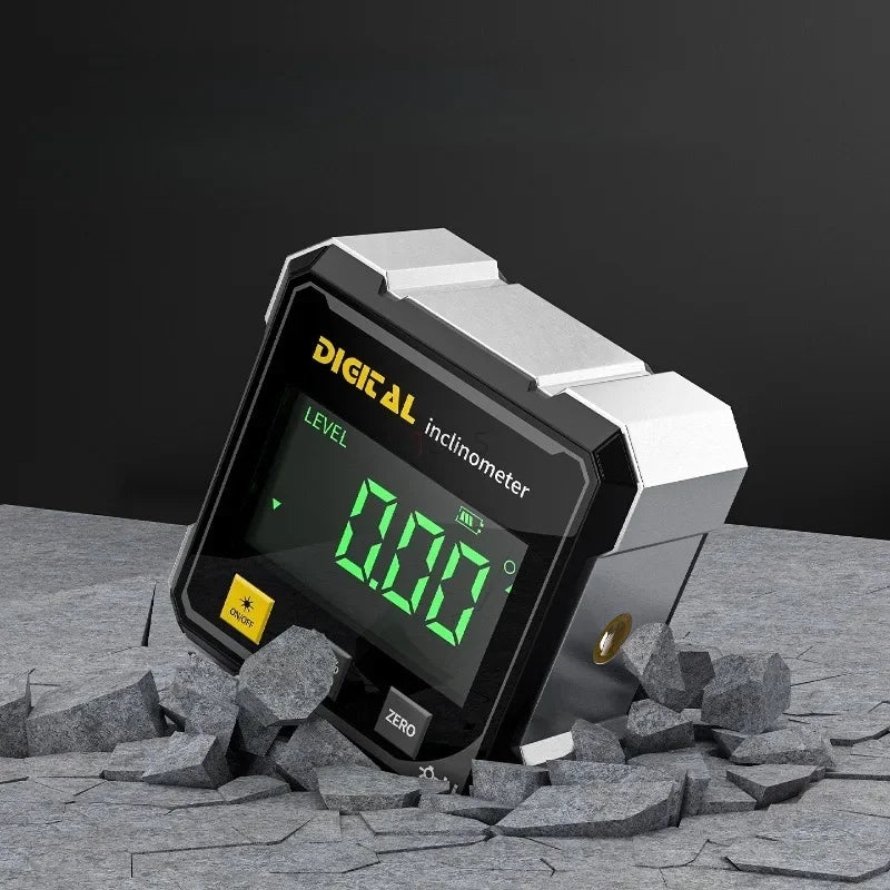 Professional Digital Level Protractor Inclinometer | 360° Magnetic Laser Angle Gauge