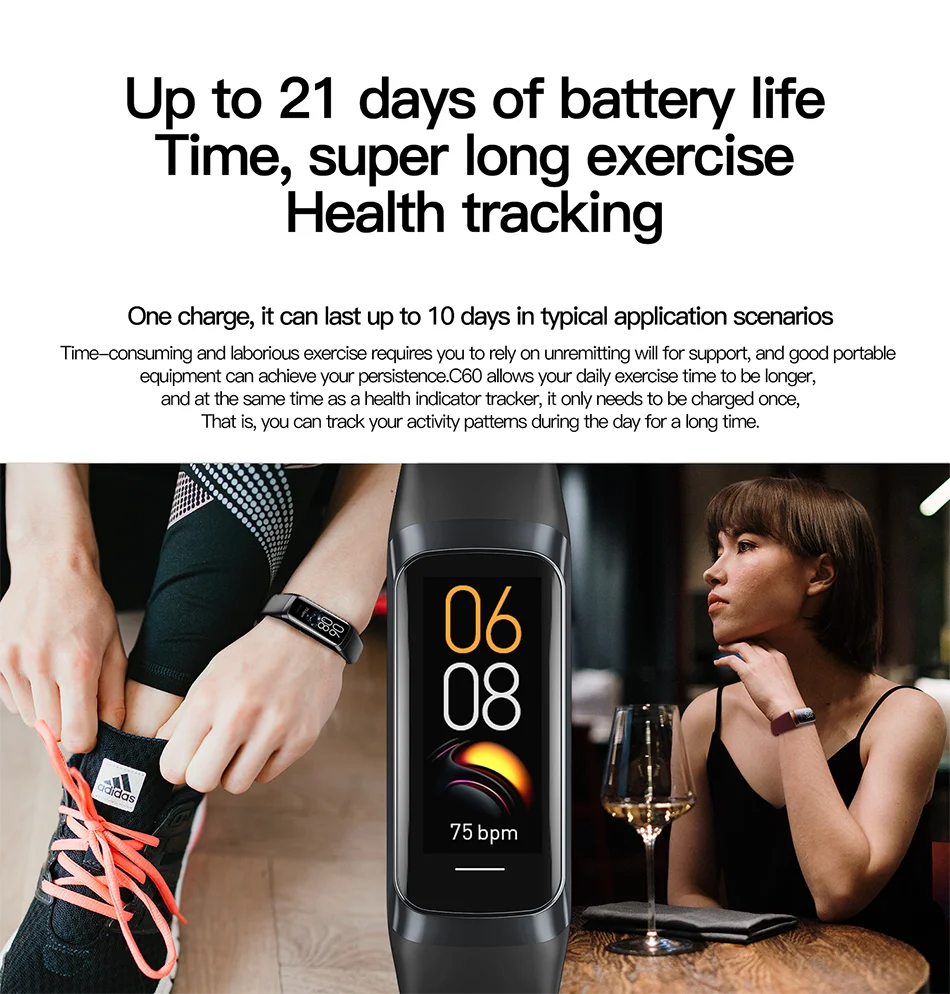 Zegarek smartwatch lige amoled - monitor tętna i aktywności fizycznej