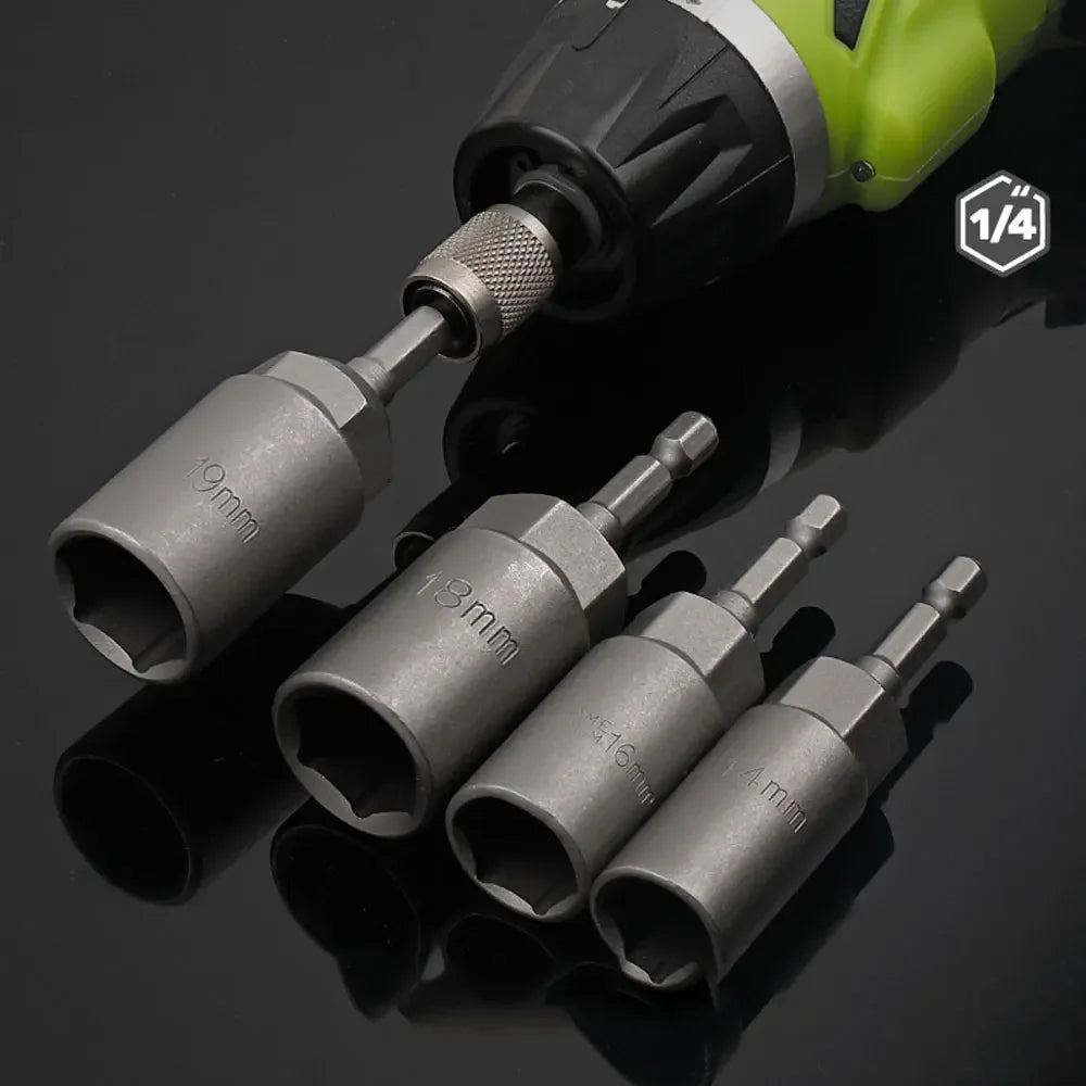 Deep Impact Socket Adapter Set 5.5-19mm | 1/4" Power Nut Driver Kit