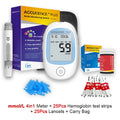 Wielofunkcyjny monitor 4w1: testy hemoglobiny, ketonów, glukozy, kwasu moczowego