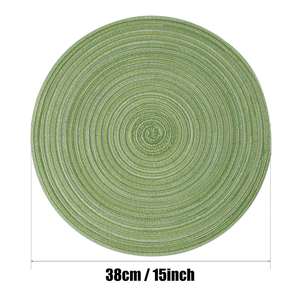 Set of 12 Round Braided Placemats & Coasters | Washable, Heat Resistant & Non-Slip
