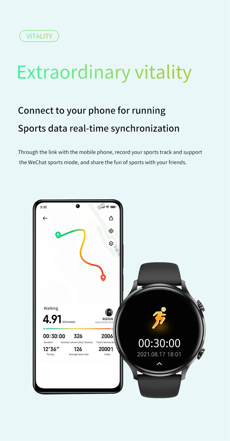Vabena 2026 smartwatch dla kobiet i mężczyzn | amoled, gps, ip68