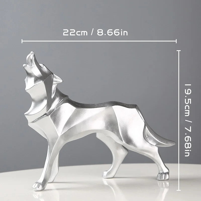 Modern Abstract Geometric Wolf Figurine - Resin Statue for Home & Office Decor