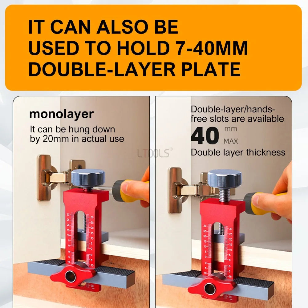 Cabinet Door Leveling & Installation Jig - 2-in-1 Positioning & Drilling Tool