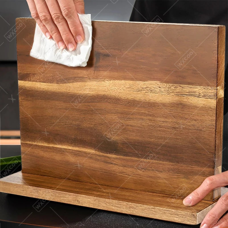 Acacia Wood Universal Knife Block - Space-Saving & Stylish Kitchen Organizer