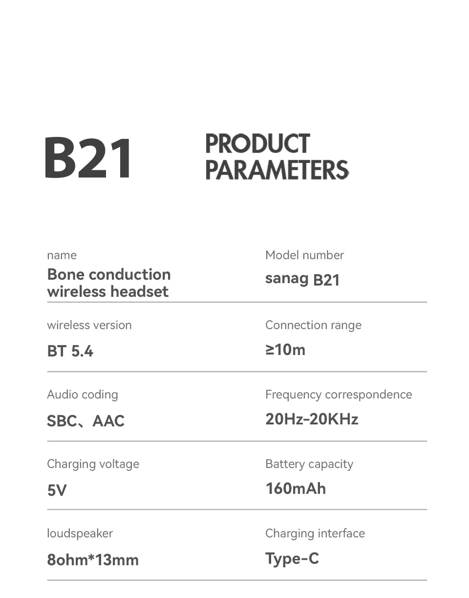 Słuchawki sanag b21s bluetooth z przewodnictwem kostnym | bezprzewodowy zestaw hifi