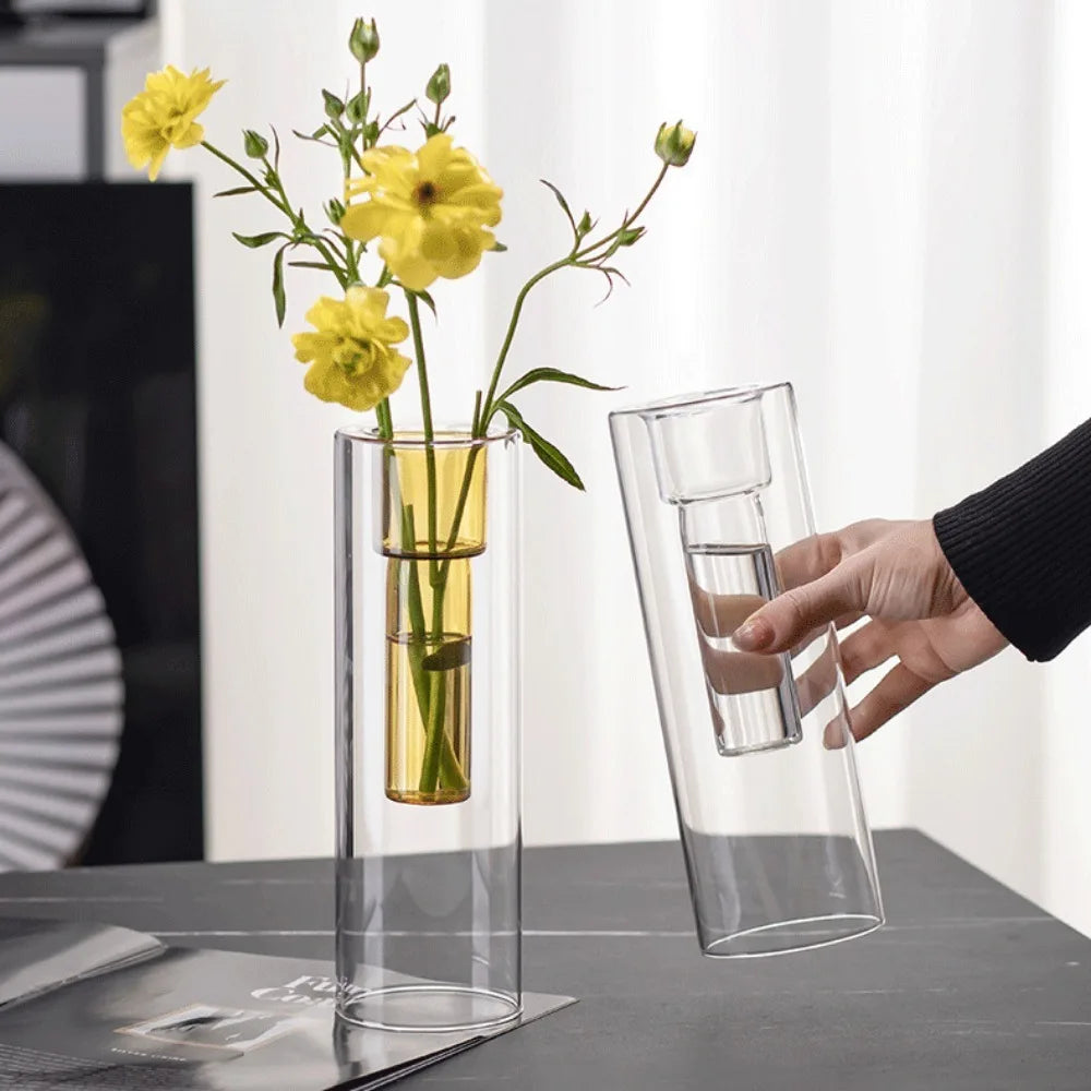 Elegancki szklany wazon hydroponiczny – nowoczesna dekoracja domu