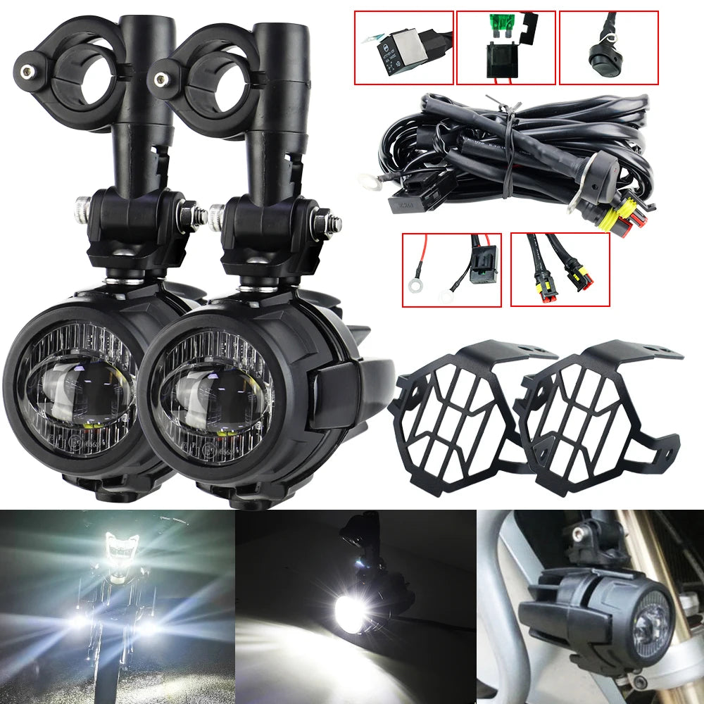 Wysokowydajne pomocnicze lampy przeciwmgielne led do motocykli bmw r1200gs, f800gs, k1600 i uniwersalnych | 40w 6000k