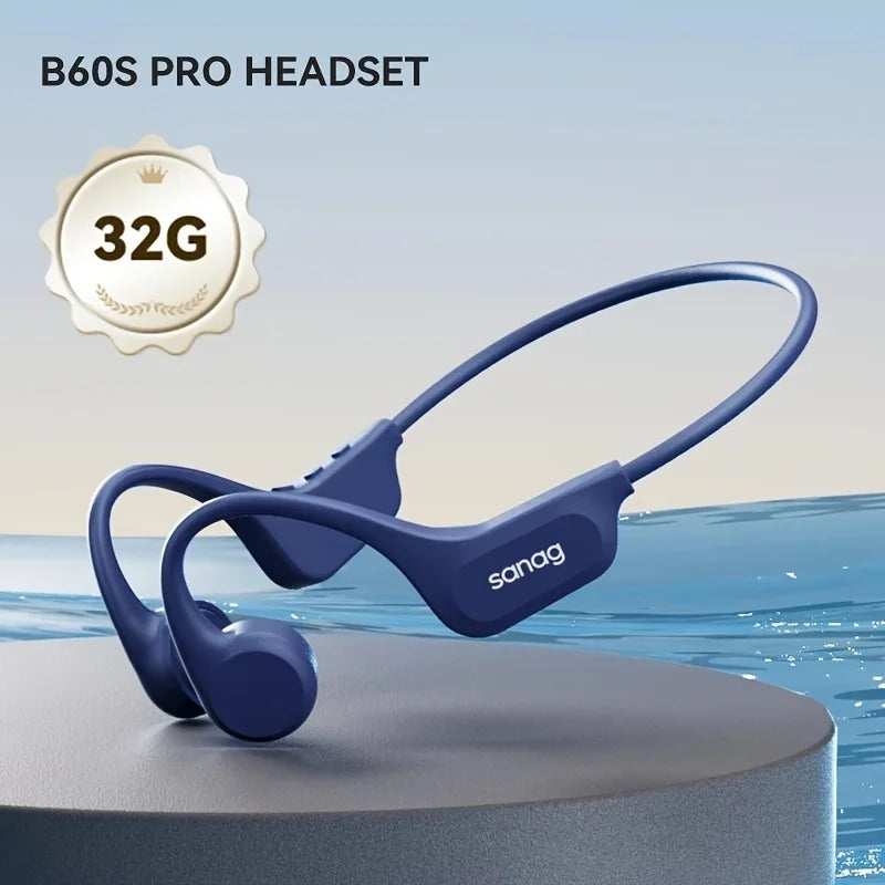 Słuchawki pływackie sanag b60s z przewodnictwem kostnym ipx8 bluetooth mp3