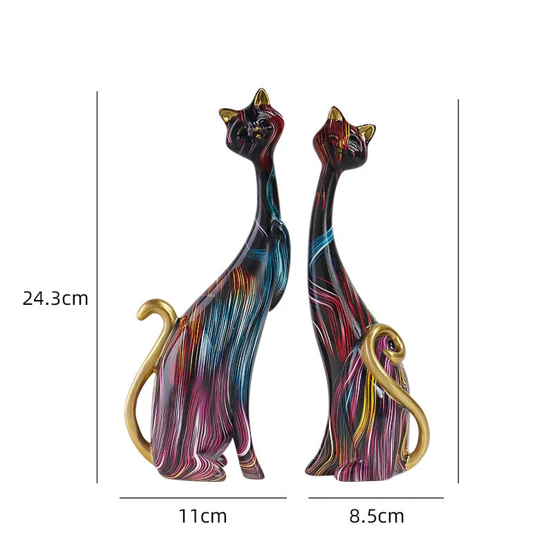 Nordic Graffiti Cat Sculpture - Abstract Resin Art Decor | Unique Home Decor