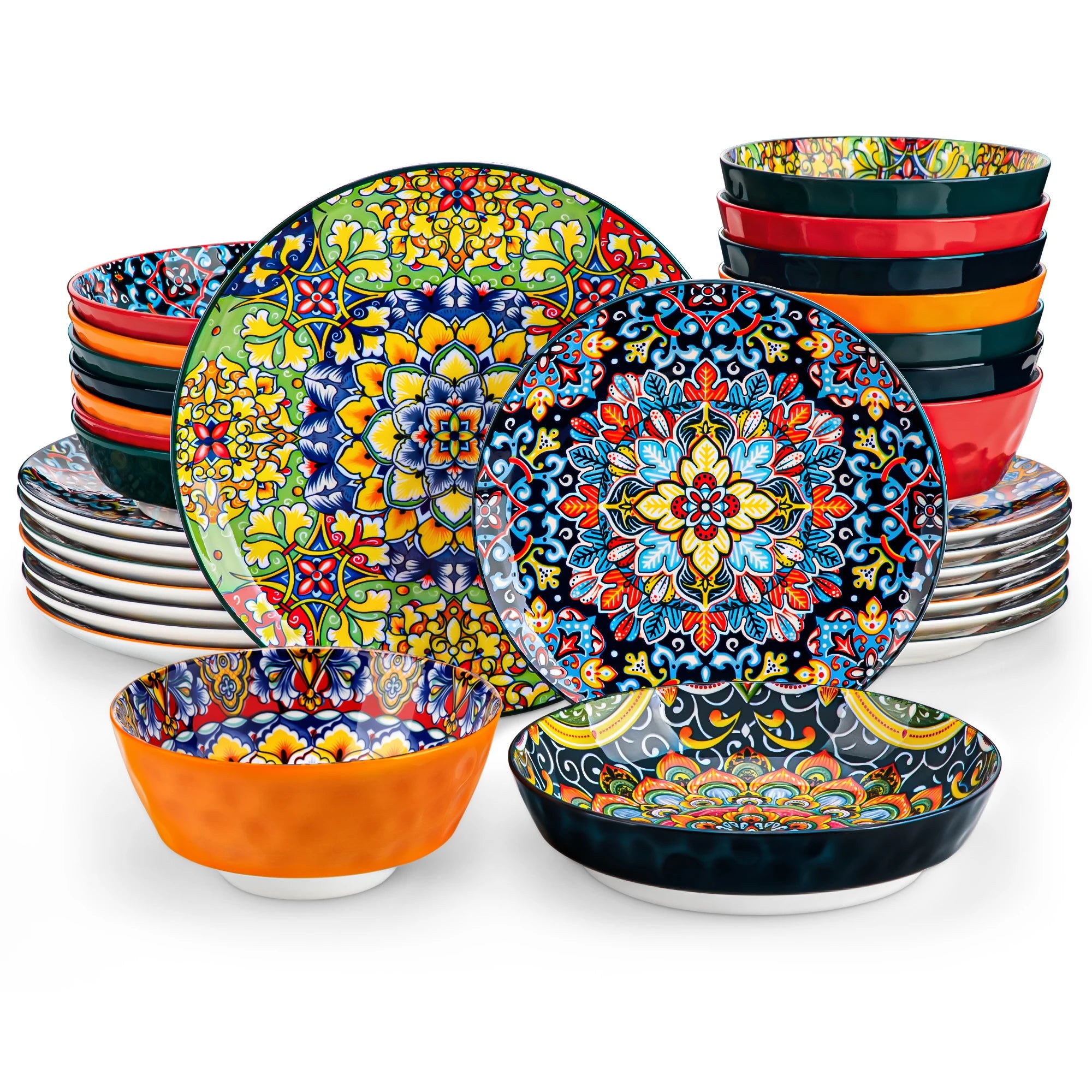 vancasso Bohemian Stoneware Dinnerware Set for 6 - Rustic Tableware