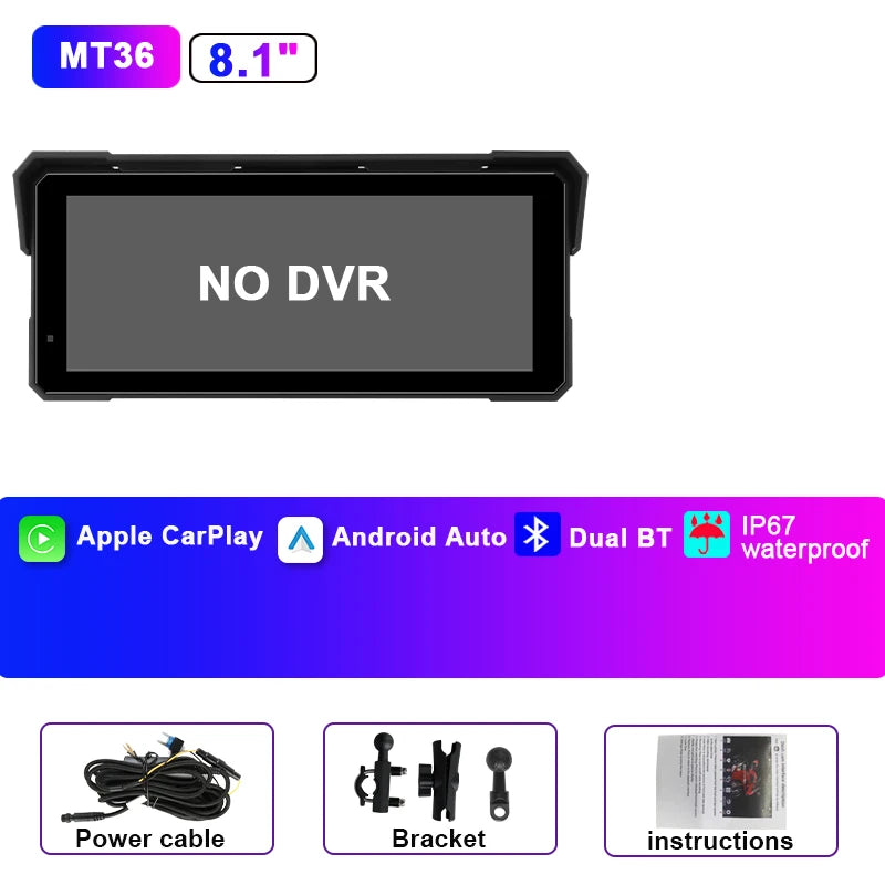 Monitor motocyklowy jansite 8.1" 4k z rejestratorem dvr, carplay i gps
