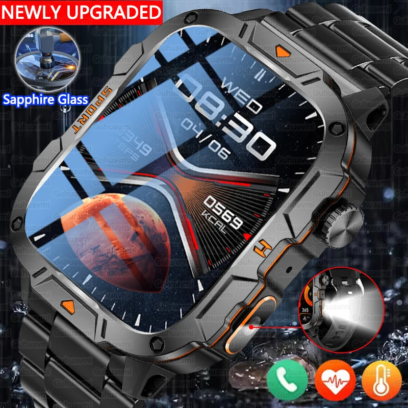 Wojskowy smartwatch dla mężczyzn | wyświetlacz amoled | taktyczny zegarek 5atm