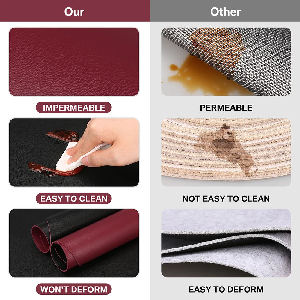 Irregular PU Leather Placemats Set - Oil-Proof & Waterproof Table Mats