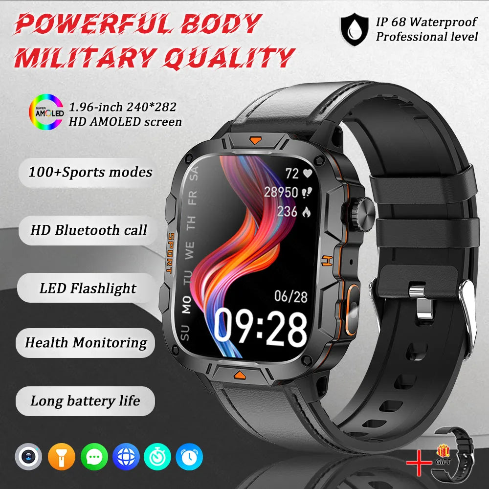 Wojskowy smartwatch dla mężczyzn | wyświetlacz amoled | taktyczny zegarek 5atm