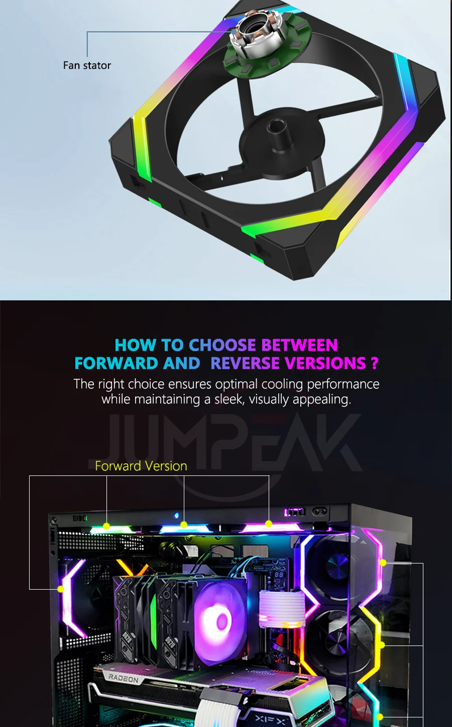 Jumpeak cs120 argb 360mm modułowy zestaw cichych wentylatorów pwm do chłodzenia komputera