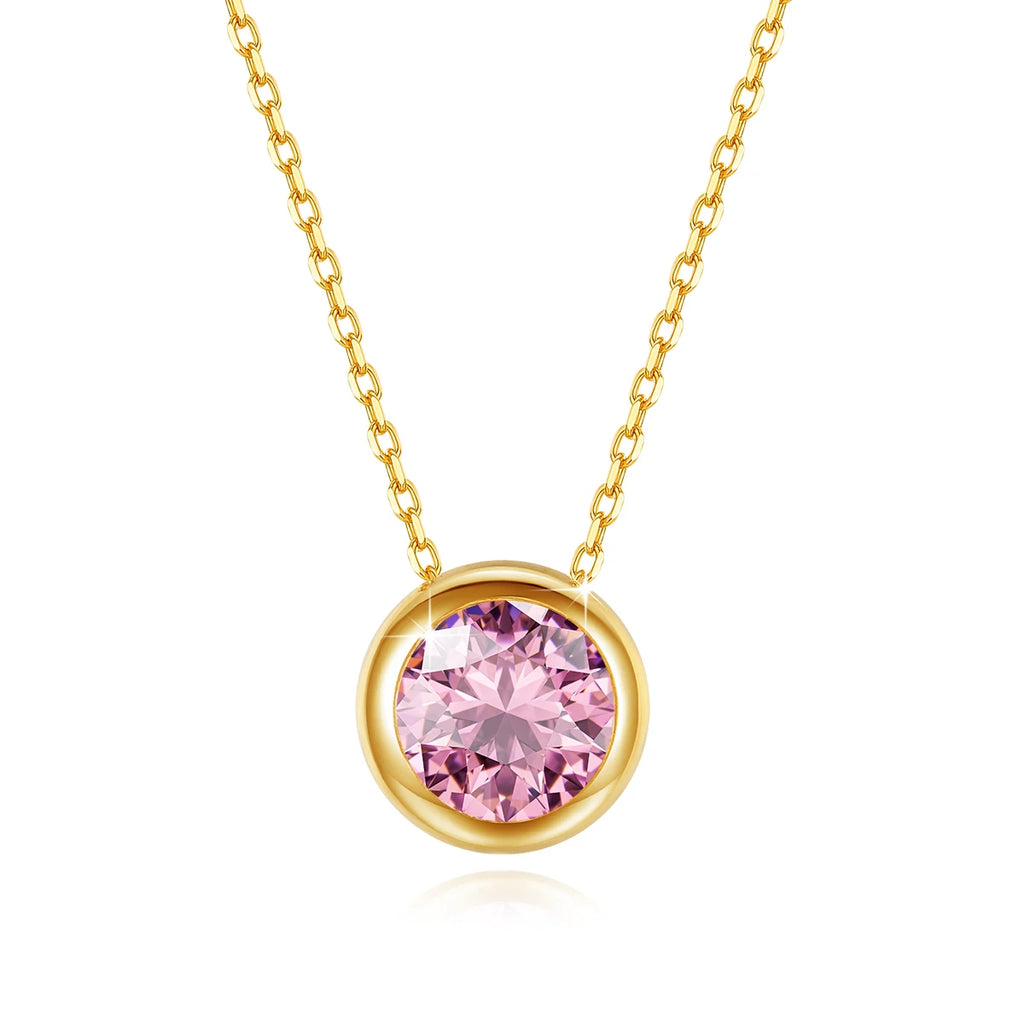 18k Gold Pink Moissanite & Diamond Pendant Necklace