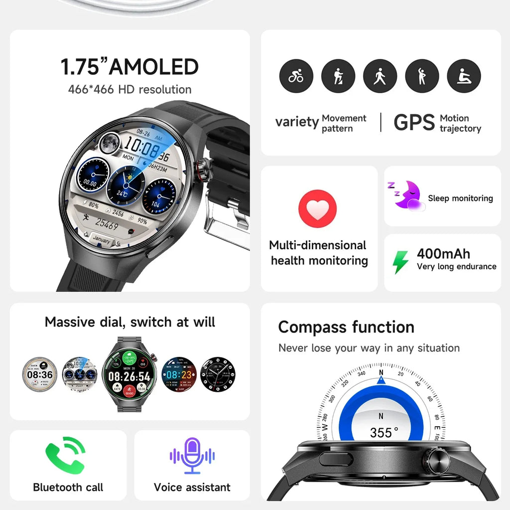 Smartwatch g5 plus | 1.75" hd amoled, gps i monitor aktywności