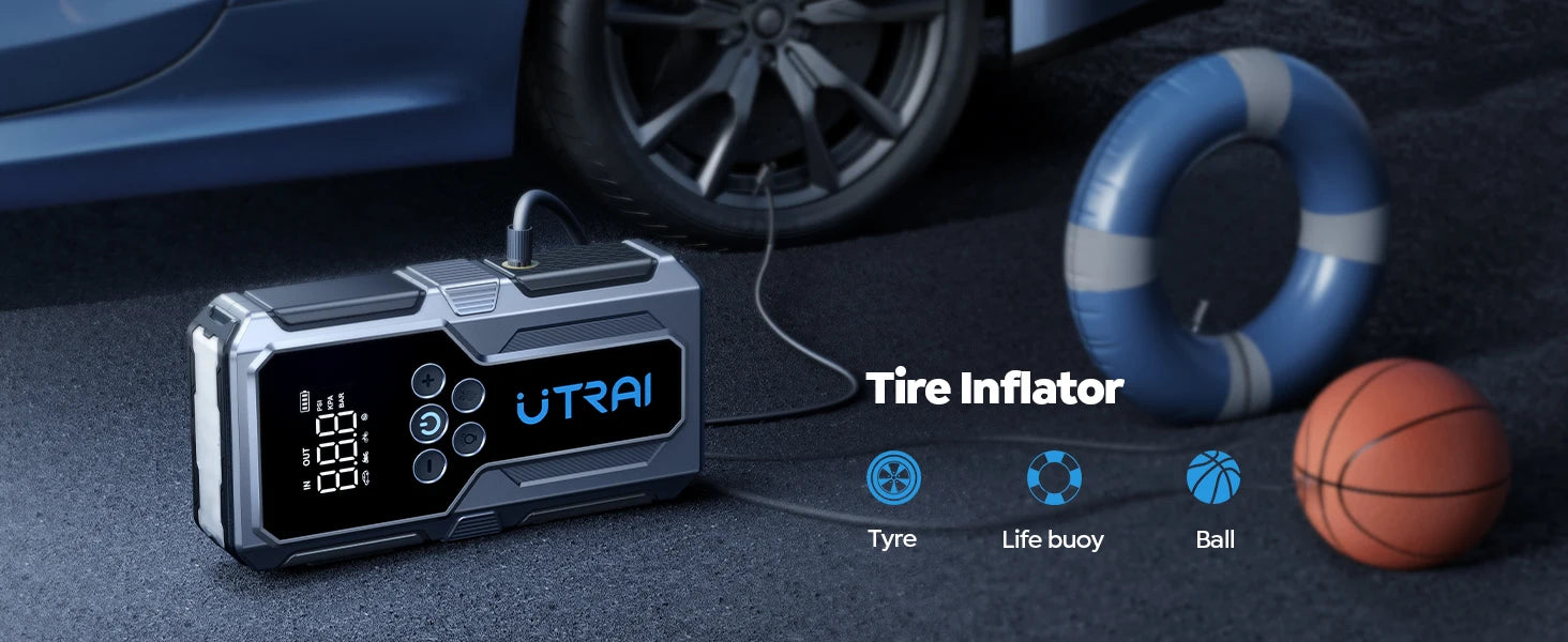 Utrai 1500a rozrusznik awaryjny kompresor power bank | zestaw ratunkowy do samochodu