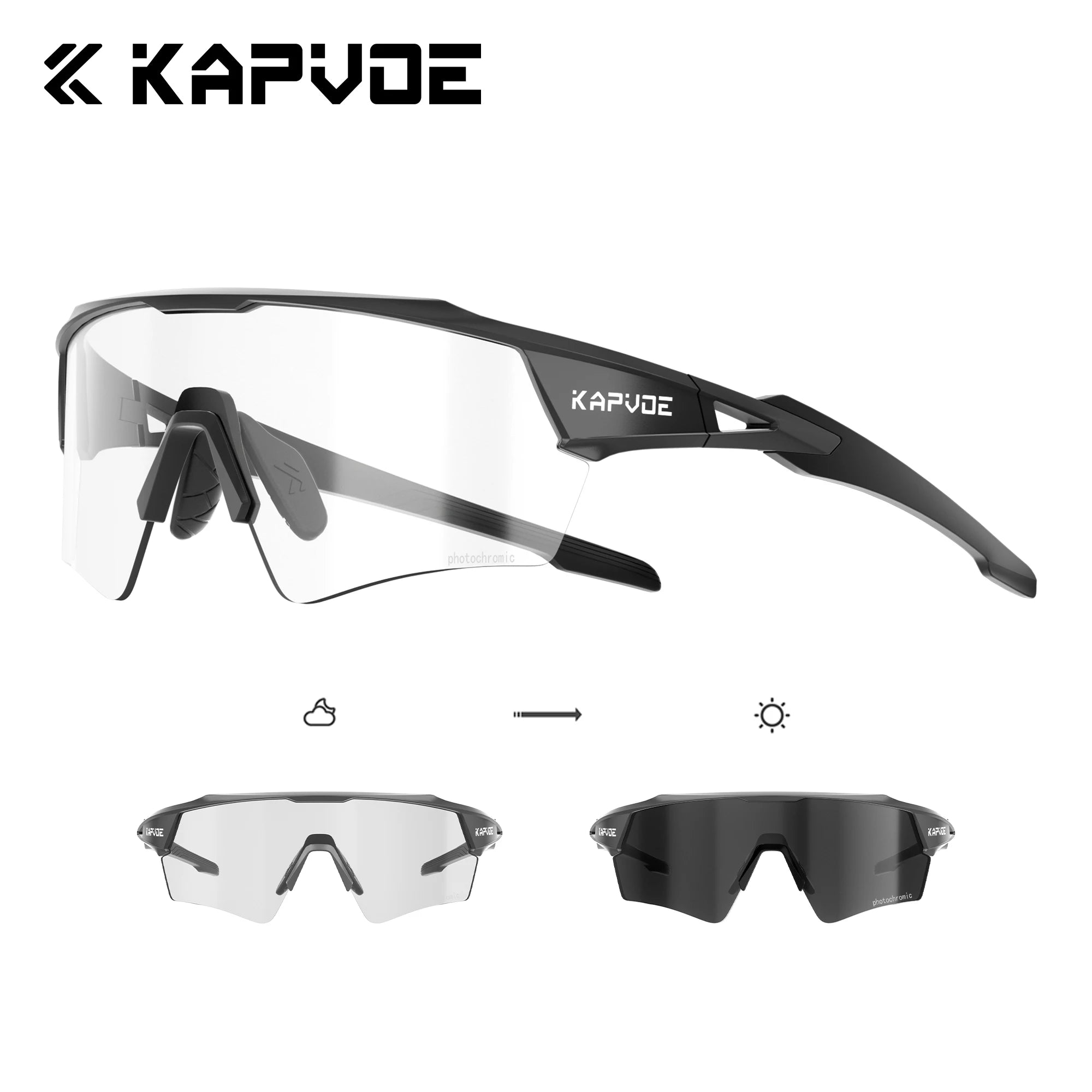 Okulary rowerowe kapvoe fotochromowe mtb uv400 do biegów i sportów na świeżym powietrzu