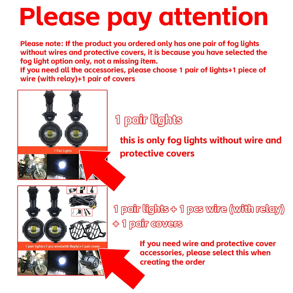 Wysokowydajne pomocnicze lampy przeciwmgielne led do motocykli bmw r1200gs, f800gs, k1600 i uniwersalnych | 40w 6000k